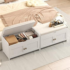 HOMEFORT 30" Shoe Bench with Lift Top Storage, Entryway Bench with Cushioned Seat, Wooden End of Bed Bench, Shoe Cabinet Bench with Hidden Storage Space, for Bedroom, Hallway,White - Image 2