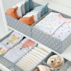 12 Pack Baby Clothes Organizer for Nursery Drawer - Foldable Fabric Dresser Dividers & Storage Bins for Diapers, Onesies, Accessories - Mydou Tidy Grey Heart Decorative Organizers - Image 5