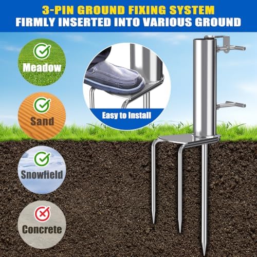 Dolibest Portable Umbrella Base Umbrella Ground Stake Fit 1-1.1.6'' Poles - Image 3