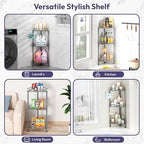 SWTYMIKI Standing Shower Caddy Corner - 3‑Tier Stainless Steel Shower Organizer Shelf with 12 Hooks and Adhesive Pads, Rustproof Corner Shelves Stand Rack for Bathroom Shower Room, Gray - Image 6