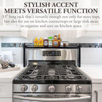 MyGift 33-Inch Stove Top Spice Shelf, Coal Black Wood & Metal Storage Rack - Image 2