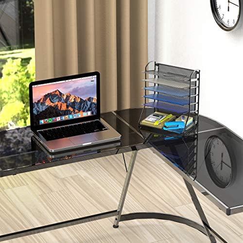 Simple Houseware 2 Packs 6-Tier Desk Organizer & Sliding Paper Tray, Black - Image 6
