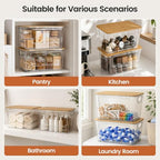 2 Pack Stackable Trash Bag Organizer, Bamboo Lid, Clear Open-Front Bin - Image 5