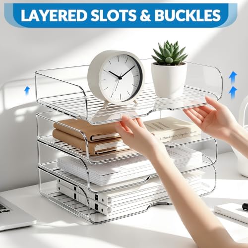 4-Tier Horizontal Acrylic Paper Organizer for A4/Letter Documents - Image 3