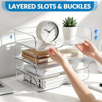 4-Tier Horizontal Acrylic Paper Organizer for A4/Letter Documents - Image 3
