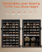 CASAMAYA Shoe Rack with Covers, 10 Tiers Tall Shoe Rack Organizer, Large Capacity Shoe Shelf Storage, Hold 50 Pairs of Shoes, Vertical Shoe Storage Organizer for Closet, Entryway, Black, SRT105B01 - Image 4