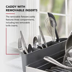 KitchenAid Large Capacity, Fully Size Self Draining Rust Resistatant Satin Coated Dish Rack with Removable Flatware Caddy 20.47-Inch, Gray - Image 4