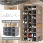 Libeder 24 Section Hanging Shoe Organizer & Storage for Closet,Heather Grey - Image 4