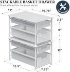 Simple Houseware Stackable 2 Tier Sliding Basket Organizer Drawer, White - Image 2