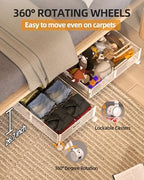 Under Bed Organizer, Storage Bins Under Bed, 60L Underbed Storage Bins for Bedroom Clothes Shoes Blankets (White, 4 Pack) - Image 2