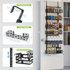 6-Tier Over Door Pantry Organizer, 60.4" H Heavy Duty Metal Hanging Storage Rack for Laundry Bathroom, Black - Image 2