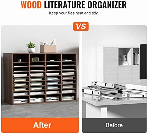 VEVOR Literature Organizers, 36 Compartments Office Mailbox with Adjustable Shelves, Wood Literature Sorter 39.3x12x26.8 inches for Office, Home, Classroom, Mailrooms Organization, EPA Certified Brown - Image 2