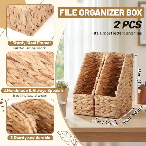 Mifoci 2 Pcs Water Hyacinth Magazine File Organizers 11*9.8*4'' - Image 2