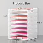 Lavatino 8-Tier Letter Tray Desk Paper Organizer, Mesh File Tray Organizer for Desk, Office Supplies & Home Organization, Fits A4 Paper, Mail, Magazines and Office Accessories (White with Handle) - Image 3