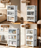 Hanyi 250 QT 3-Tier Stackable Storage Bins with Lids, Clear Doors, 4 Wheels - Image 4