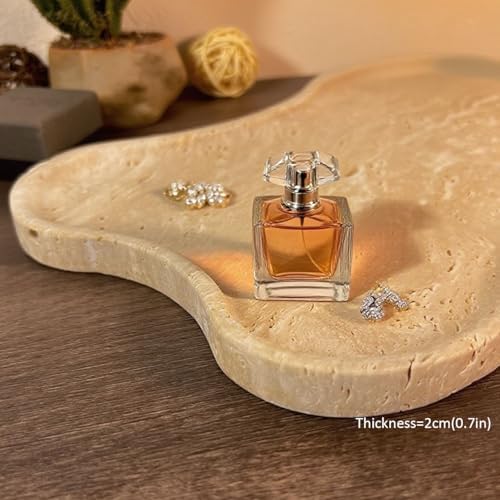 Cloud Shape 100% Natural Travertine Tray Luxury Travertine Vanity Organizer for Bathroom Kitchen Counter, Decorative Tray for Dresser Home Décor, 13.3x8.3x0.7 inches - Image 2