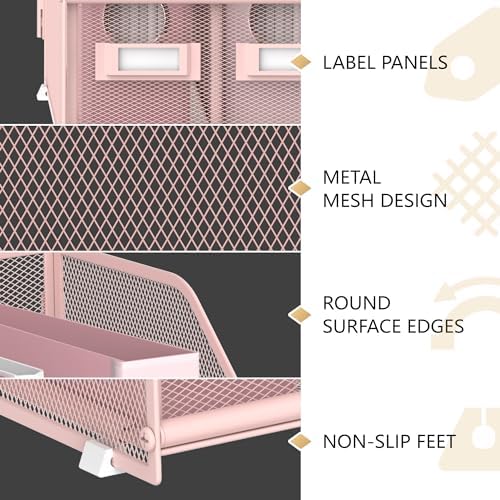DALTACK 5-Slot Magazine File Holder, Metal Binder Holder, Pink - Image 3
