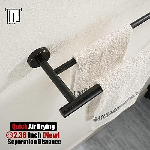 JQK Double Towel Bar Oil Rubbed Bronze, 19 Inch 304 Stainless Steel Thicken 0.8mm Towel Rack Bathroom, Towel Holder ORB Wall Mount, Useable Length 16 Inch, TB100L16-ORB - Image 6