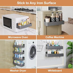 Mystozer Magnetic Spice Rack for Refrigerator Grey, 4 Pack - Image 6