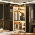 Aheaplus Corner Closet System with Shelves, L Shaped Walk-in Closets, White - Image 5
