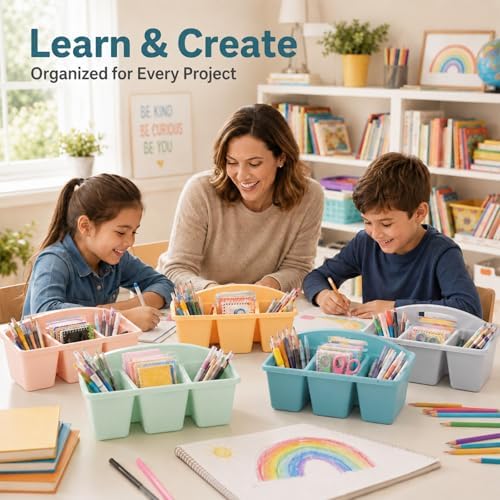 6 Pack Classroom Caddy with Handle, 6 Compartment (Boho) - Image 5
