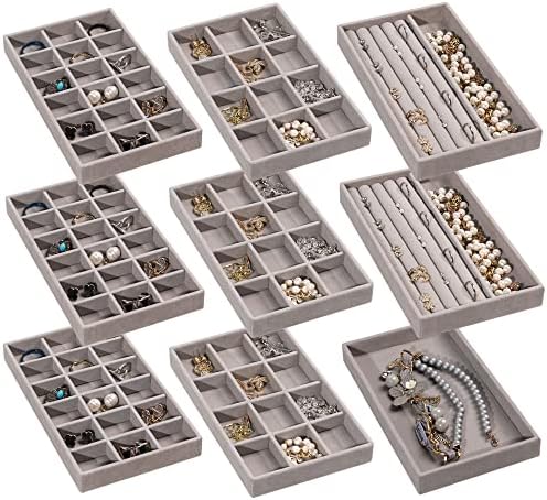 Frebeauty Jewelry Trays for Drawer,Set of 9 Jewelry Organizer and Storage by Frebeauty