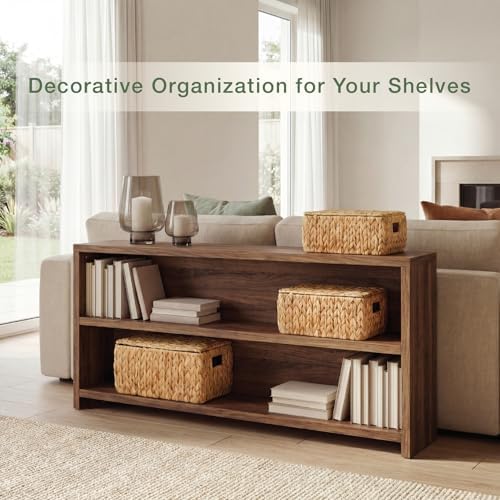 84ECO Set of 3 Wicker Baskets with Lid - Woven Storage Basket with Lid - Decorative Storage Boxes for Bathroom, Bedroom and Shelves - Image 2