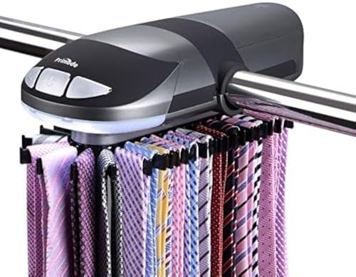 Motorized Tie Rack Closet Organizer, Holds & Displays Up to 50 Ties + 4 Belts, Automatic Rotation Operates with Batteries. Revolving Neckties On Rod, Great Gift Idea for Fathers Day - Image 2