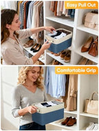 BALEINE 3 Pack Fabric Closet Storage Bins for Shelves, Linen Closet Organizers and Storage, Decorative Baskets for Organizing, Shelf, Clothes, Home, Office (Navy Blue, 14''x10''x8.5'') - Image 5