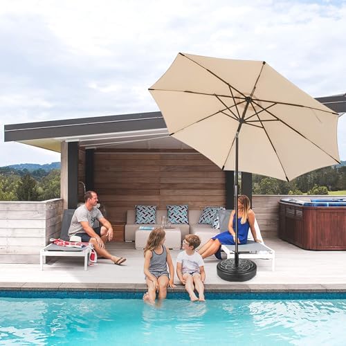 Patio Umbrella Stand - 112 lbs 22" Capacity Fillable Outdoor Umbrella Base Heavy Duty, Water Filled Weight Base for Market Umbrella Holder, Garden, Backyard, Pool, Beach, Round Black - Image 6