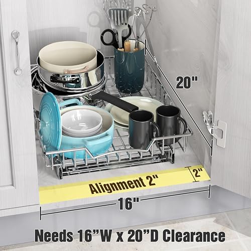 Simple Houseware Under Cabinet Pull Out Sliding Shelf Drawer, 18Dx14W - Image 3