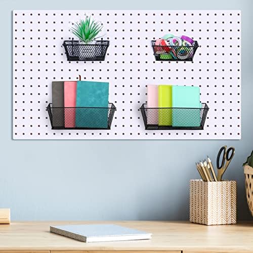 Sieral 4 Pcs Metal Pegboard Baskets Wire Organizer, Small, Medium, Black - Image 5