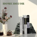 Karibiber Marble Bookends for Heavy Books, Decorative Bookends for Shelves, Green Stone Book Ends, Heavy-Duty Book Ends for Hardback Book & Cookbooks, Unique Book Stopper & Holder, Set of 2 - Image 4