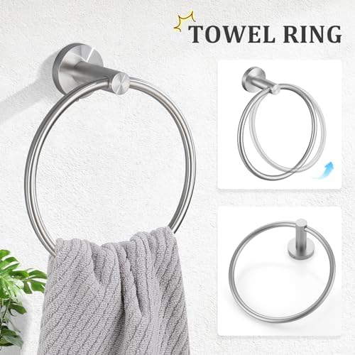 TURS 5 Piece Bathroom Hardware Set Brushed, SUS304 Stainless Steel Bath Towel Bar Set, 24 Inch Bathroom Accessories Kit Wall Mounted - Image 3