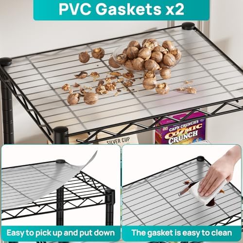 SINGAYE 4 Small Shelves Storage Shelf Wire Shelving Unit Metal Shelf Adjustable Organizers Storage Shelving with Wheels for Bathroom Laundry Room Kitchen Pantry11.5”D x 17.3”W x 44.5”H Black - Image 6