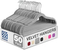 Zober Velvet Hangers 50 Pack - Heavy Duty Gray Hangers for Coats, Pants & Dress Clothes - Non Slip Clothes Hanger Set - Space Saving Felt Hangers for Clothing by ZOBER