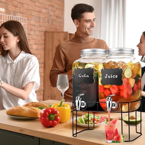 2 Gallon Glass Drink Dispensers For Parties，Lemonade Beverage Dispenser With Stand And Spigot For BBQ, Picnic, Party,Laundry Detergent Dispenser - Image 5