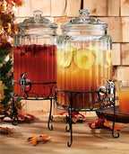 2 PACK 1.5 Gallon Drink dispenser, Glass Beverage Dispenser With Elegant Stand Stand, Drink Dispensers for Parties With Spigot 100% Leakproof. Perfect For Parties And Daily Use - Image 3