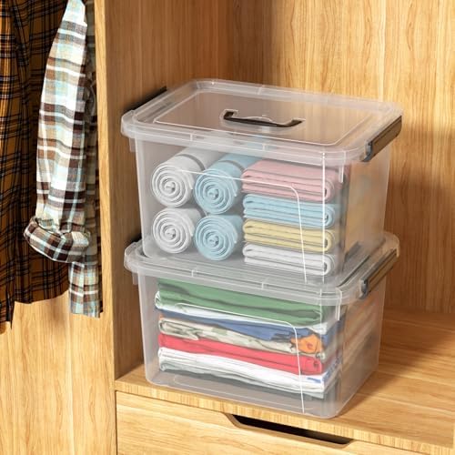 Quickquick 18 Quart Plastic Clear Latching Storage Bin with Handle, 4 Packs - Image 5