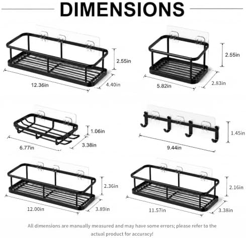 6 Pack Shower Caddy - Stainless Steel Shower Shelf for Inside Shower - Image 2