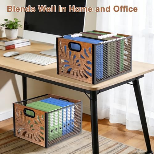 Wood File Box,Hanging File Organizer,File Storage Box Bin for Letter Size - Image 5