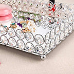 Hipiwe Crystal Perfume Tray Mirrored Bathroom Vanity Organizer, Large - Image 3