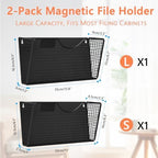 MFTEK Magnetic File Holder, 2 Pockets Magnetic File Folder Holder No Drilling Magnet Paper Mail Organizer Magazine Basket, Hanging Wall Storage Rack for Fridge Cabinets Office Classroom - Image 3