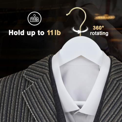 TOPIA HANGER Wooden Hangers 30 Pack, White Wood with Golden Hooks - Image 6