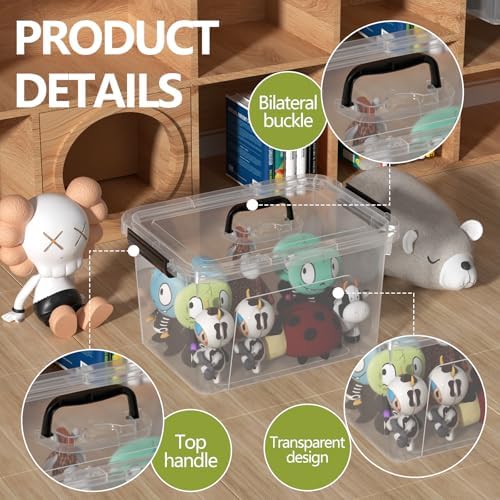 Quickquick 18 Quart Plastic Clear Latching Storage Bin with Handle, 4 Packs - Image 4