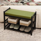 PETKABOO Shoe Rack Bench with Storage 27.6 in, Black Shoe Storage Bench with Cushion for Entryway, Hallway, Bedroom, Living Room - Image 6