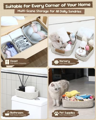 Sea Team Nesting Rectangular Woven Cotton Rope Storage Basket, 3-Pack - Image 4