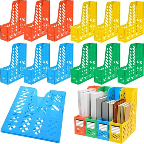 Glenmal 12 Pack Magazine File Holder Organizers Vertical Desk, Colorful by Glenmal