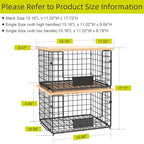 2 Pack Stackable Wire Baskets with Bamboo Top,Pantry Organizers Counter - Image 5