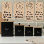 Kitchen Canisters for Countertop Set of 4 w/ Chalkboard Labels & Marker Pen - Image 3